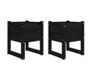 Jardinières 2 PCs Noir 40x40x52,5 Cm Bois Massif De Pin