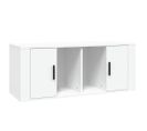 Meuble TV Blanc 100x35x40 Cm Bois Contreplaqué