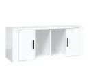 Meuble TV Blanc Brillant 100x35x40 Cm Bois Contreplaqué