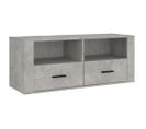 Meuble TV Gris Béton 100x35x40 Cm Bois Contreplaqué