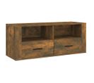 Meuble TV Chêne Fumé 100x35x40 Cm Bois Contreplaqué