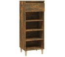 Armoire à Chaussures Chêne Fumé 40x36x105 Cm Bois Contreplaqué