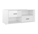 Meuble TV Blanc Brillant 100x35x40 Cm Bois Contreplaqué