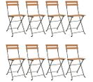 Chaises De Bistrot Pliantes 8 PCs Bois De Teck Solide Et Acier