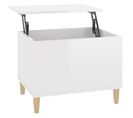 Table Basse Blanc Brillant 60x44,5x45 Cm Bois Contreplaqué