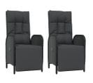 Fauteuils Inclinables D'extérieur Et Coussins 2pcs Poly Rotin Noir