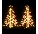 Arbres De Noël Pliables Avec LED 2 PCs Blanc Chaud 87x87x93 Cm