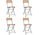 Chaises De Bistrot Pliantes Lot De 4 Bois Teck Solide Et Acier