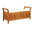 Banc De Rangement De Jardin Avec Coussin 126 Cm Bois D'acacia