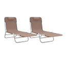 Chaises Longues Pliables 2 PCs Marron Textilène Et Acier