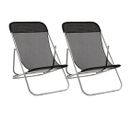 Chaises De Plage Pliantes 2pcs Textilène Acier Enduit De Poudre