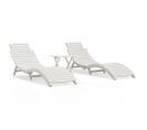 Chaises Longues Lot De 2 Avec Table Blanc Bois Massif D'acacia