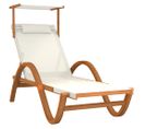 Chaise Longue Avec Auvent Blanc Textilène/bois Massif Peuplier