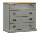 Commode Vigo Gris 80x40x76 Cm Bois Massif De Pin