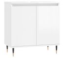 Armoire De Bain Blanc Brillant 58x33x60 Cm Bois Contreplaqué