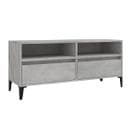 Meuble TV Gris Béton 100x34,5x44,5 Cm Bois Contreplaqué