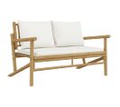 Banc De Jardin Avec Coussins Blanc Crème Bambou