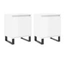 Tables De Chevet 2pcs Blanc Brillant 40x30x50cm Bois Ingénierie