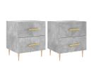 Tables De Chevet 2pcs Gris Béton 40x35x47,5cm Bois Contreplaqué