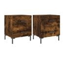 Tables De Chevet 2pcs Chêne Fumé 40x35x47,5cm Bois Contreplaqué