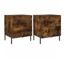 Tables De Chevet 2pcs Chêne Fumé 40x35x47,5cm Bois Contreplaqué