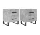 Tables De Chevet 2pcs Gris Béton 40x35x47,5cm Bois Contreplaqué