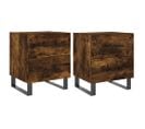 Tables De Chevet 2pcs Chêne Fumé 40x35x47,5cm Bois Contreplaqué