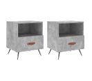 Tables De Chevet 2pcs Gris Béton 40x35x47,5cm Bois Contreplaqué