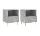 Tables De Chevet 2pcs Gris Béton 40x35x47,5cm Bois Contreplaqué