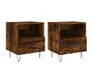 Tables De Chevet 2pcs Chêne Fumé 40x35x47,5cm Bois Contreplaqué