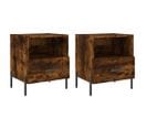 Tables De Chevet 2pcs Chêne Fumé 40x35x47,5cm Bois Contreplaqué