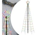 Arbre De Noël Lumineux Avec Piquets 220 LED Coloré 180 Cm