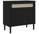 Commode Senja Aspect De Rotin Noir Bois De Pin Solide