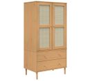 Armoire Senja Aspect Rotin Marron Bois Massif De Pin