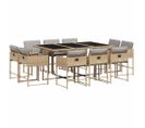 Ensemble à Manger De Jardin Et Coussins 11 PCs Mélange Beige