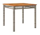 Table De Jardin Gris 80x80x74 Cm Résine Tressée Et Bois Acacia