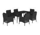 Ensemble à Manger De Jardin Coussins 7pcs Noir Résine Tressée