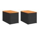 Tables D'appoint Jardin 2pcs Noir 55x34x37 Cm Rotin Bois Massif