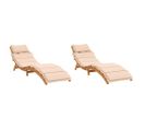 Chaises Longues Avec Coussins Lot De 2 Beige Bois Massif Acacia