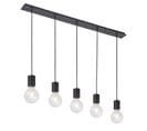 Suspension Design Métal Hermine - 5 Ampoules - Noir