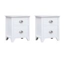 Lot De 2 Tables De Chevet - Tables De Nuit Avec 2 Tiroirs Blanc