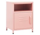 Table De Chevet - Table De Nuit Rose 35x35x51 Cm Acier