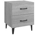 Table De Chevet, Table De Nuit Pour Chambre Salon Sonoma Gris 40x35x47,5 Cm