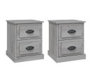 Lot De 2 Tables De Chevet - Tables De Nuit Sonoma Gris 39x39x47,5cm Bois Ingénierie