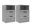 Lot De 2 Tables De Chevet - Tables De Nuit Sonoma Gris Bois D'ingénierie