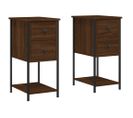 Lot De 2 Tables De Chevet - Tables De Nuit Chêne Marron 32x42x70cm Bois D'ingénierie