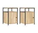 Lot De 2 Tables De Chevet - Tables De Nuit Chêne Sonoma 40x42x60cm Bois D'ingénierie