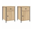 Lot De 2 Tables De Chevet - Tables De Nuit Chêne Sonoma 40x42x60cm Bois D'ingénierie