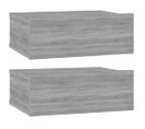 Lot De 2 Tables De Chevet Murales - Tables De Nuit Flottantes Sonoma Gris 40x30x15 Cm