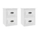 Lot De 2 Tables De Chevet Murales - Tables De Nuit Blanc 41,5x36x53 Cm